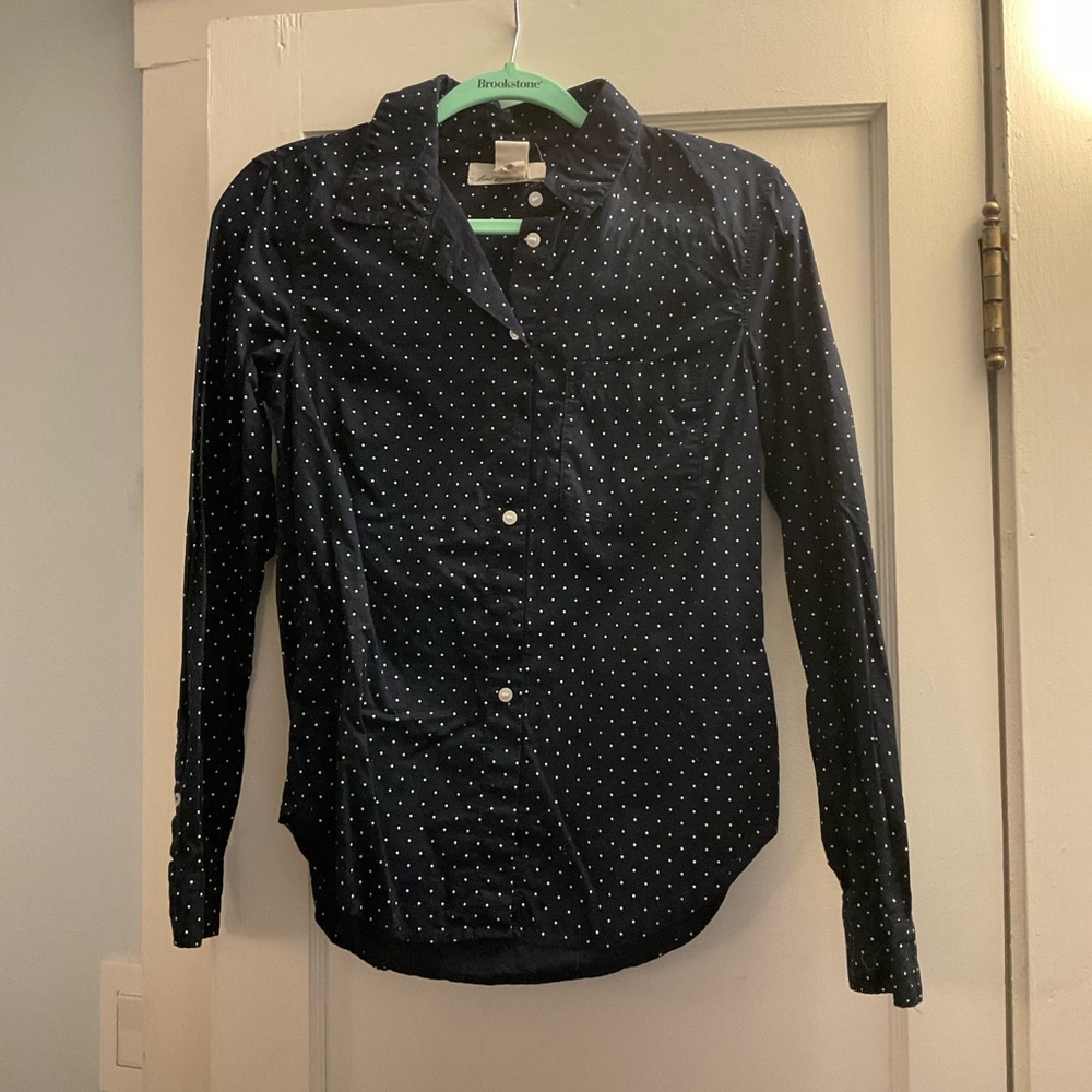 Dark Blue Polka Dot Button Down Size 6